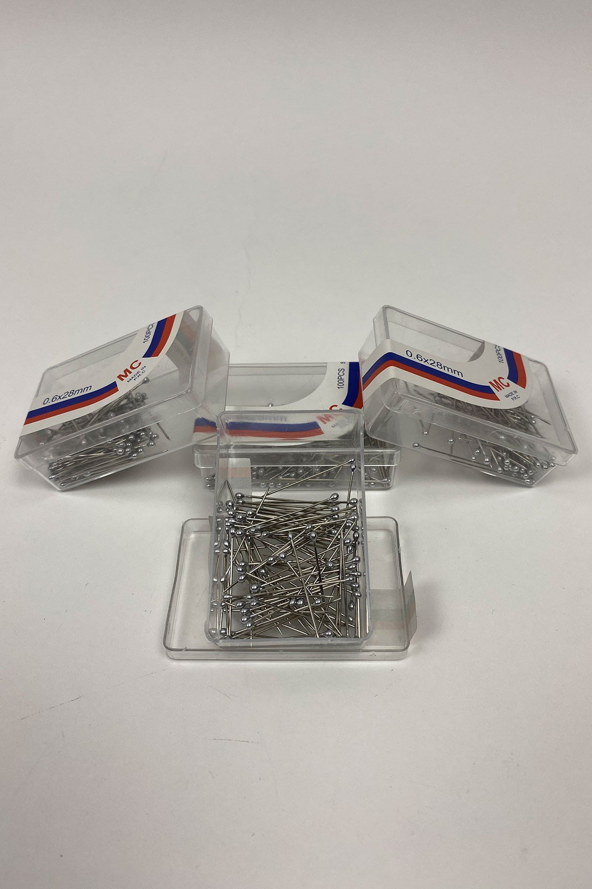 دبابيس رأس فضية 1 صندوق 100