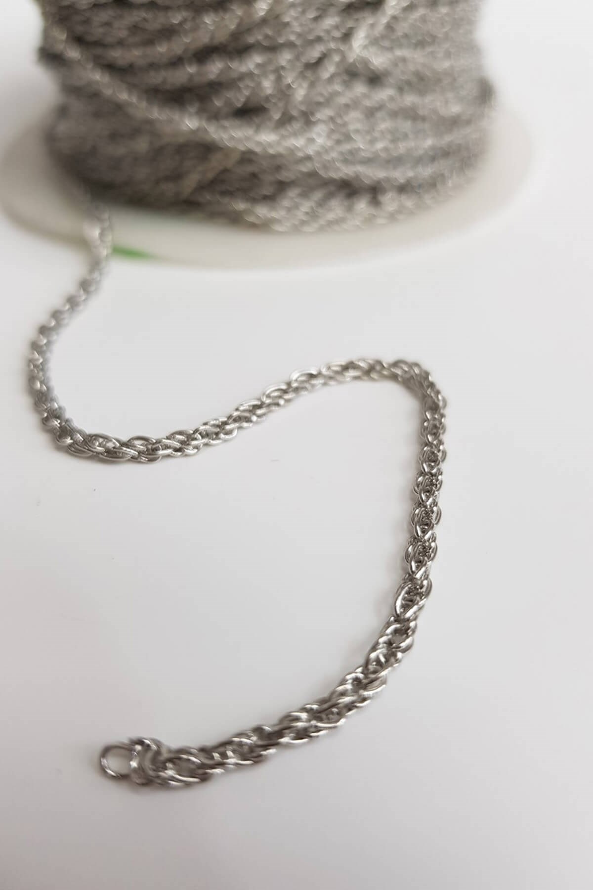 Gümüş Burgulu Tesbih Zinciri (1 mt )