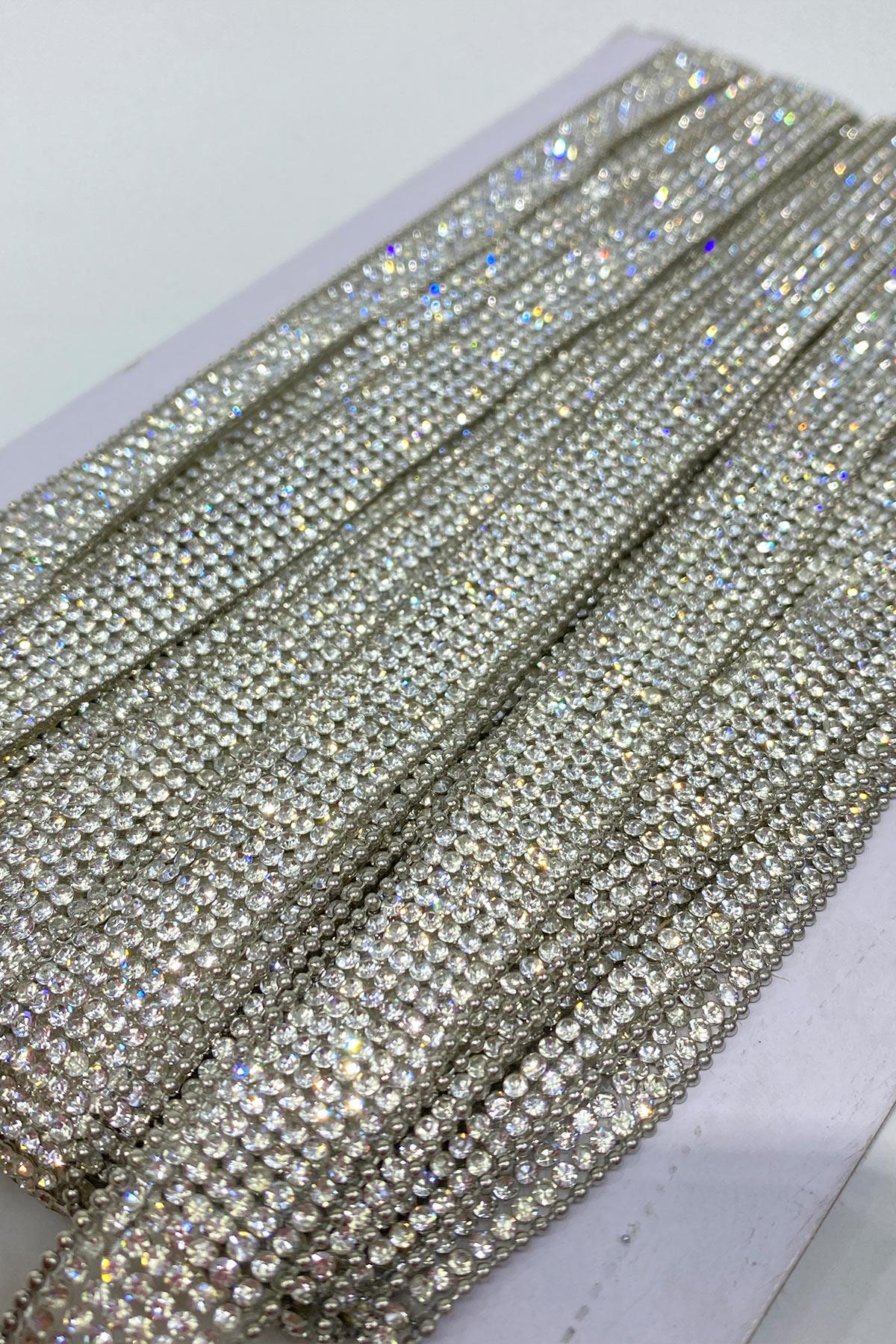 Silver Wide Chain Iron-On Ribbon Applique