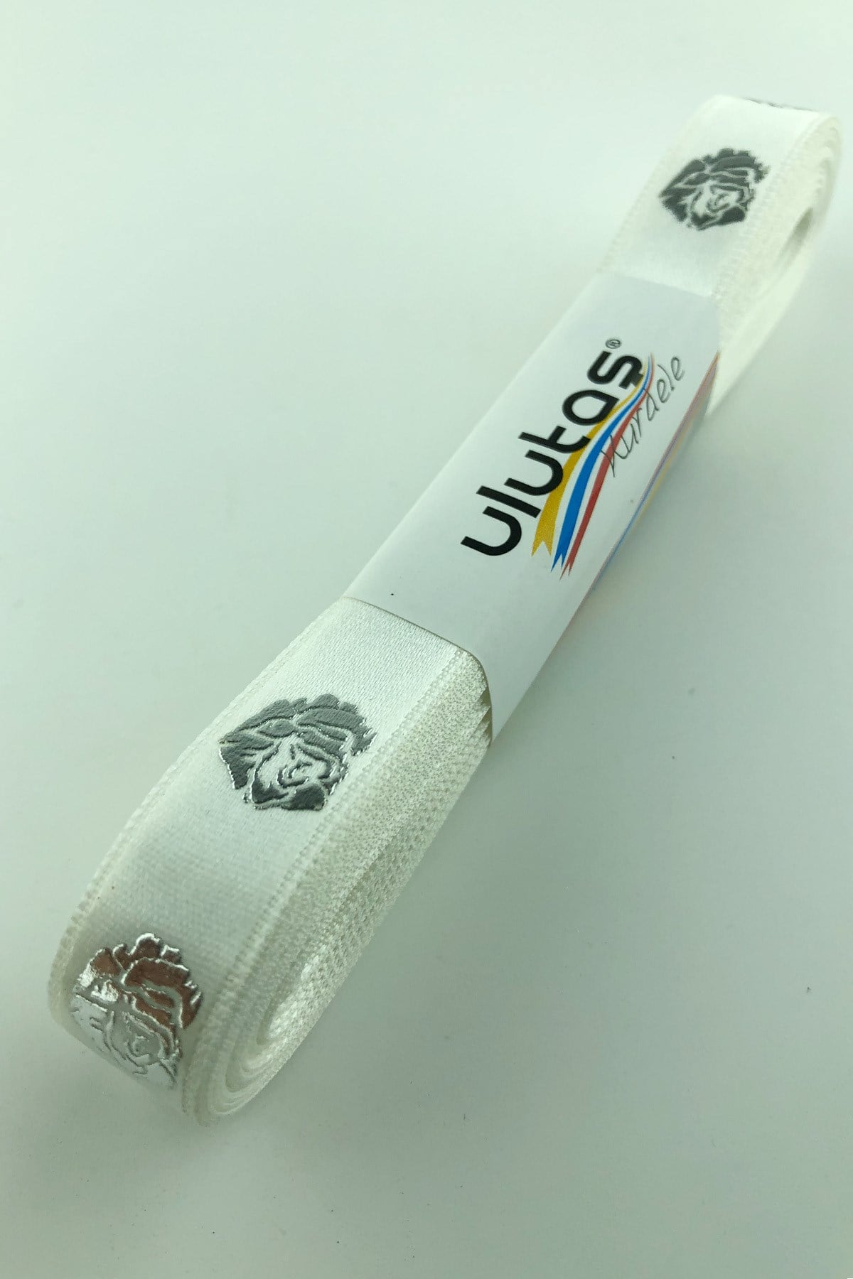 Silver Rose Leaf Printed Satin Ribbon 1.5 cm
