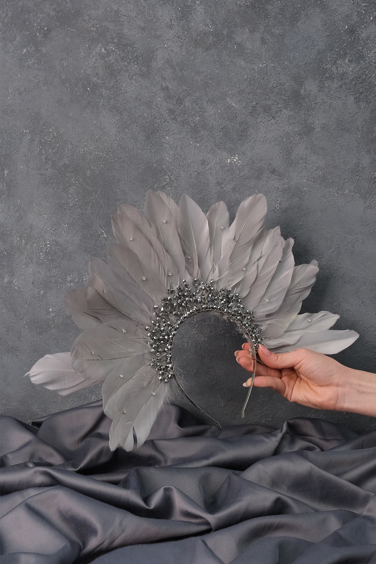 Silver Eagle Feathered Stone Special Design Bridal Henna Crown