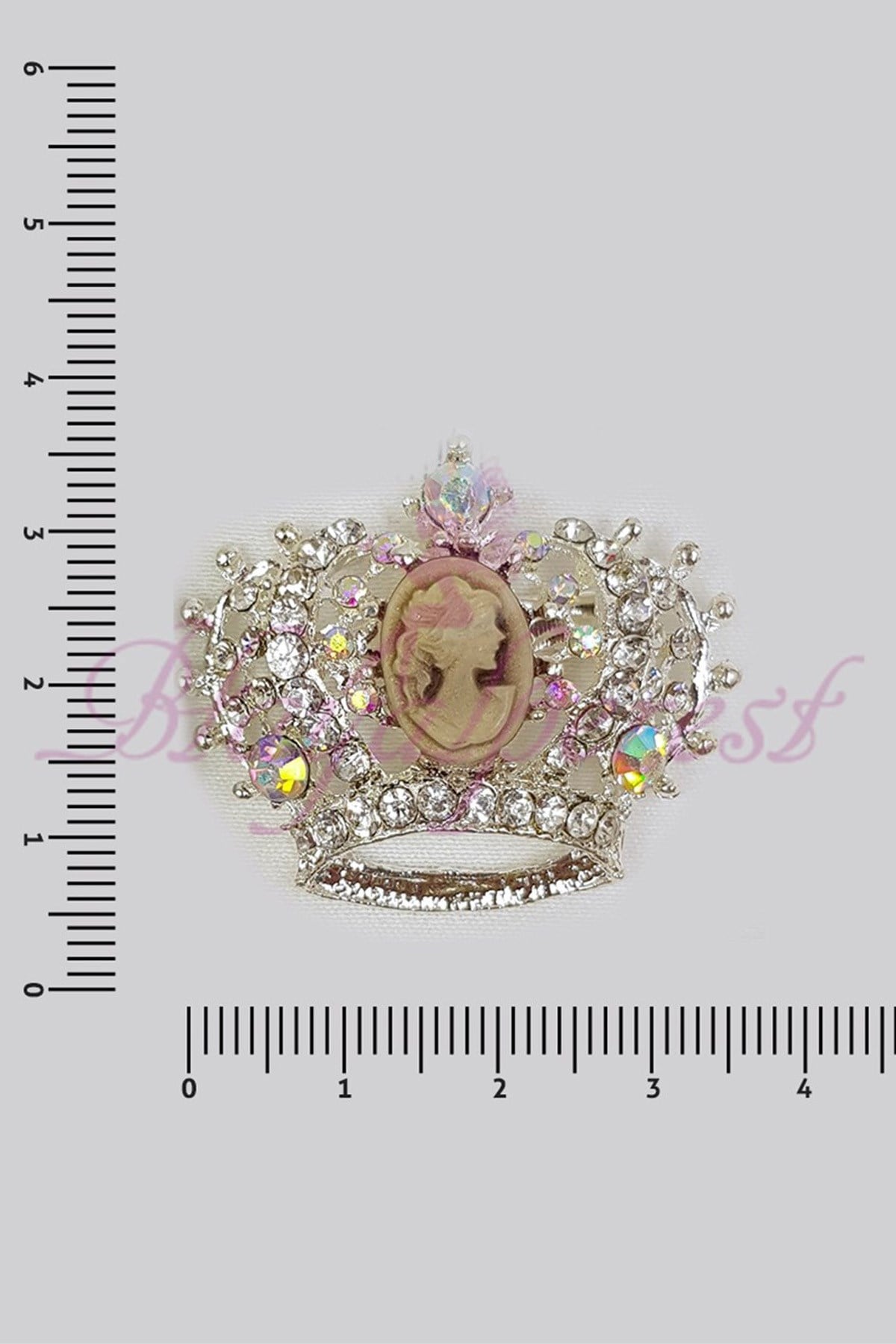 Silver Madame Coco Crown Crystal Brooch