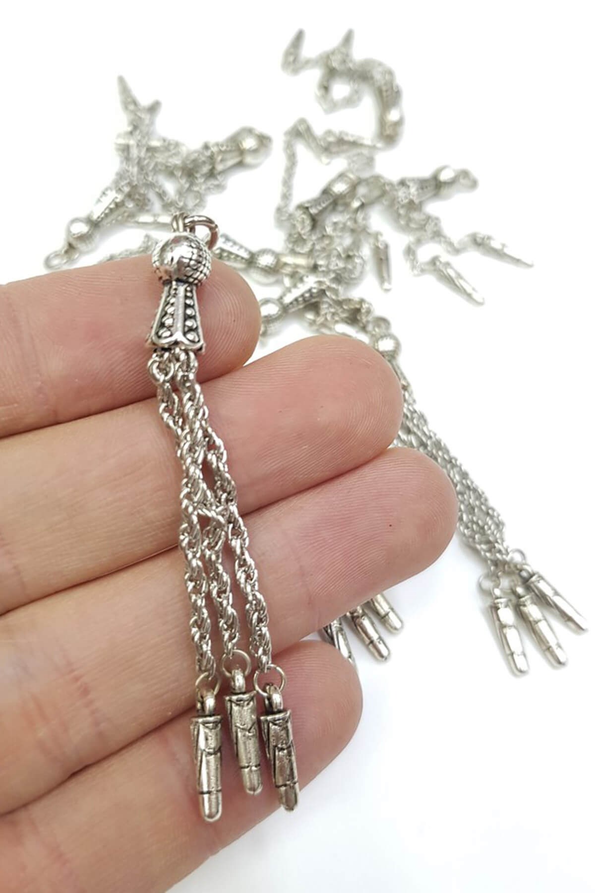 Gümüş Metal Püsküllü Tesbih İmamesi
