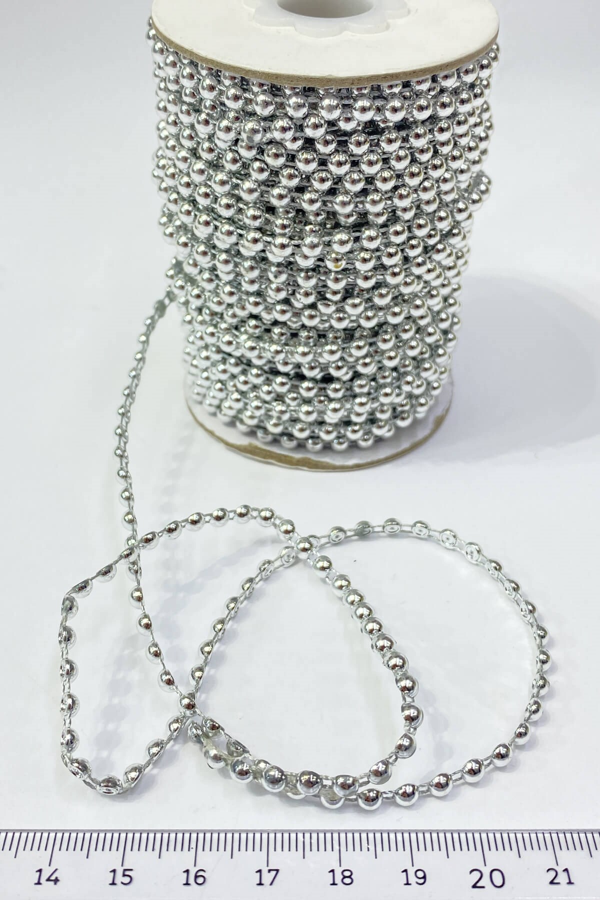 Gümüş Plastik Şerit Yarım İnci 4 mm 10 mt