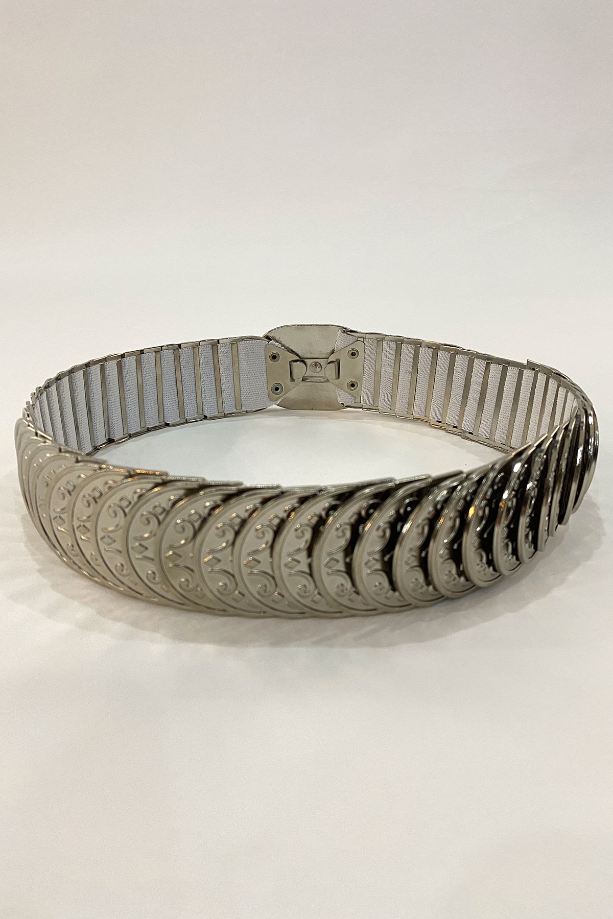 Gümüş Rengi Lastikli Kemer