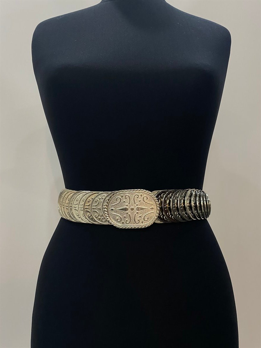 Gümüş Rengi Lastikli Kemer