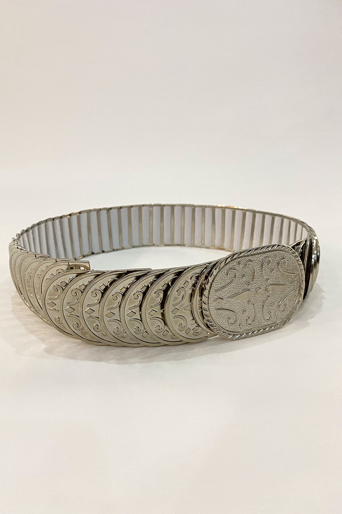 Gümüş Rengi Lastikli Kemer