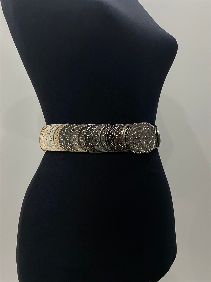 Gümüş Rengi Lastikli Kemer