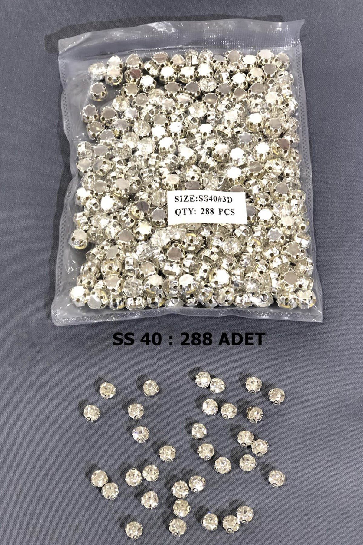 Silver Color Metal Cased Sewing Beyoğlu Stone (1 Pack) ss 40 288 Pcs