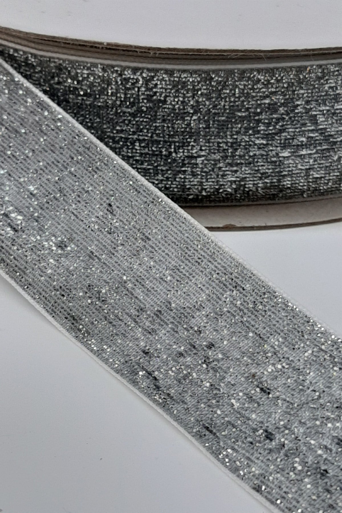 Silver Color Glittery Velvet Ribbon 3 Cm