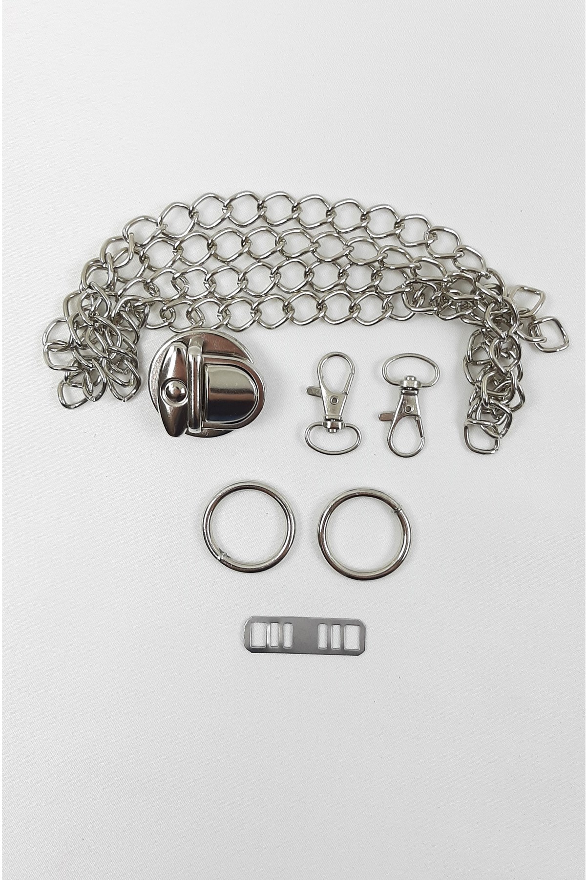 Silver Color Bag Chain and Clip Set