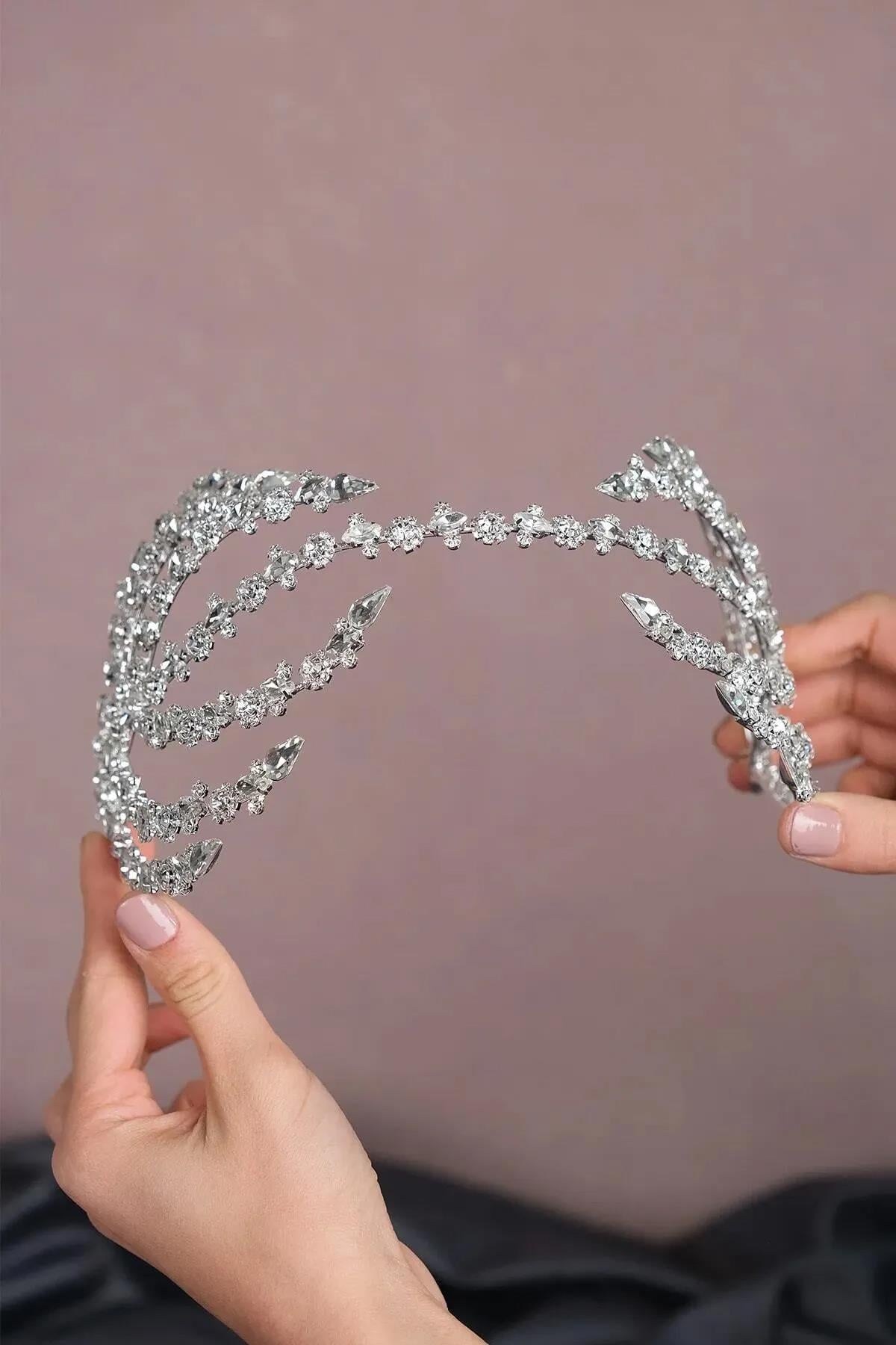 Silver Color Double Sided Helen Hair Accessory Bridal Tiara