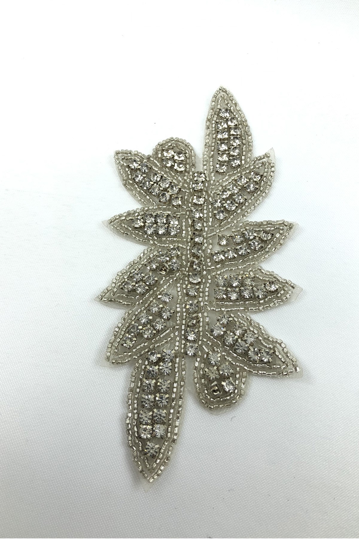 Silver Color Patterned Iron-on Stone Applique