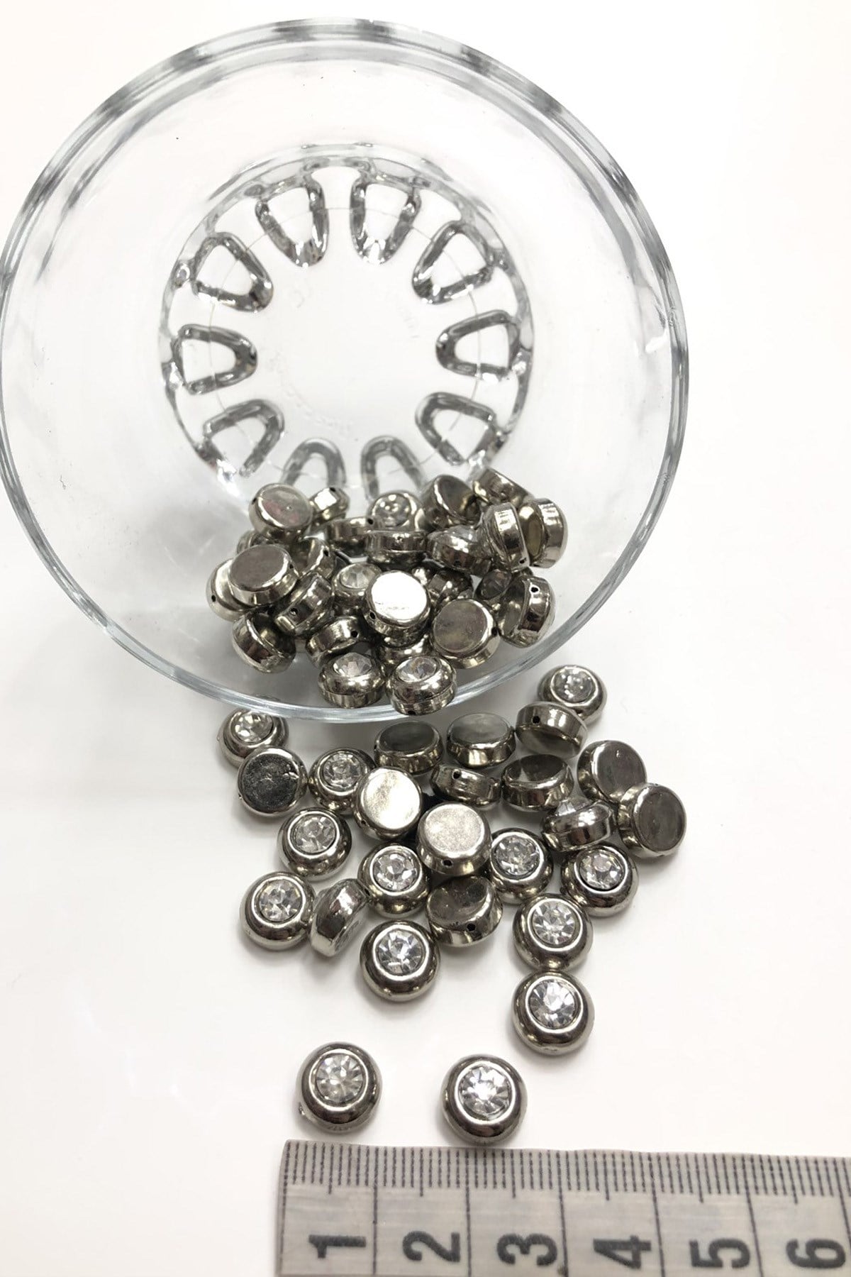 Silver Round Stud Stone 10 pcs