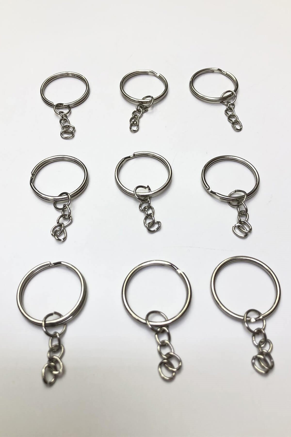 Gümüş Zincirli Anahtarlık Halkası 10 adet