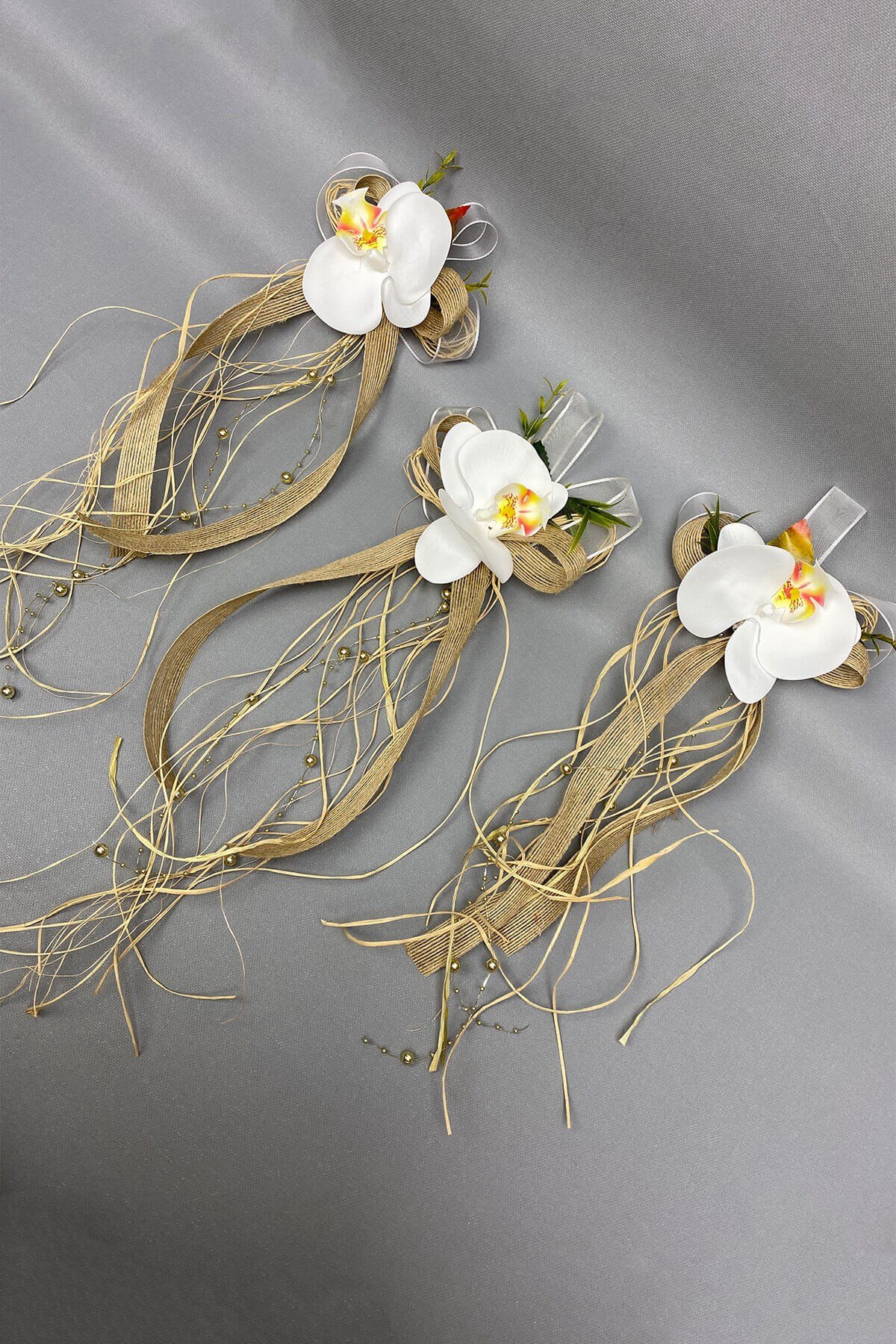 Hasırlı Bohça Bavul ve Konvoy Araba Süsü 3 Adet Sütlü Kahve