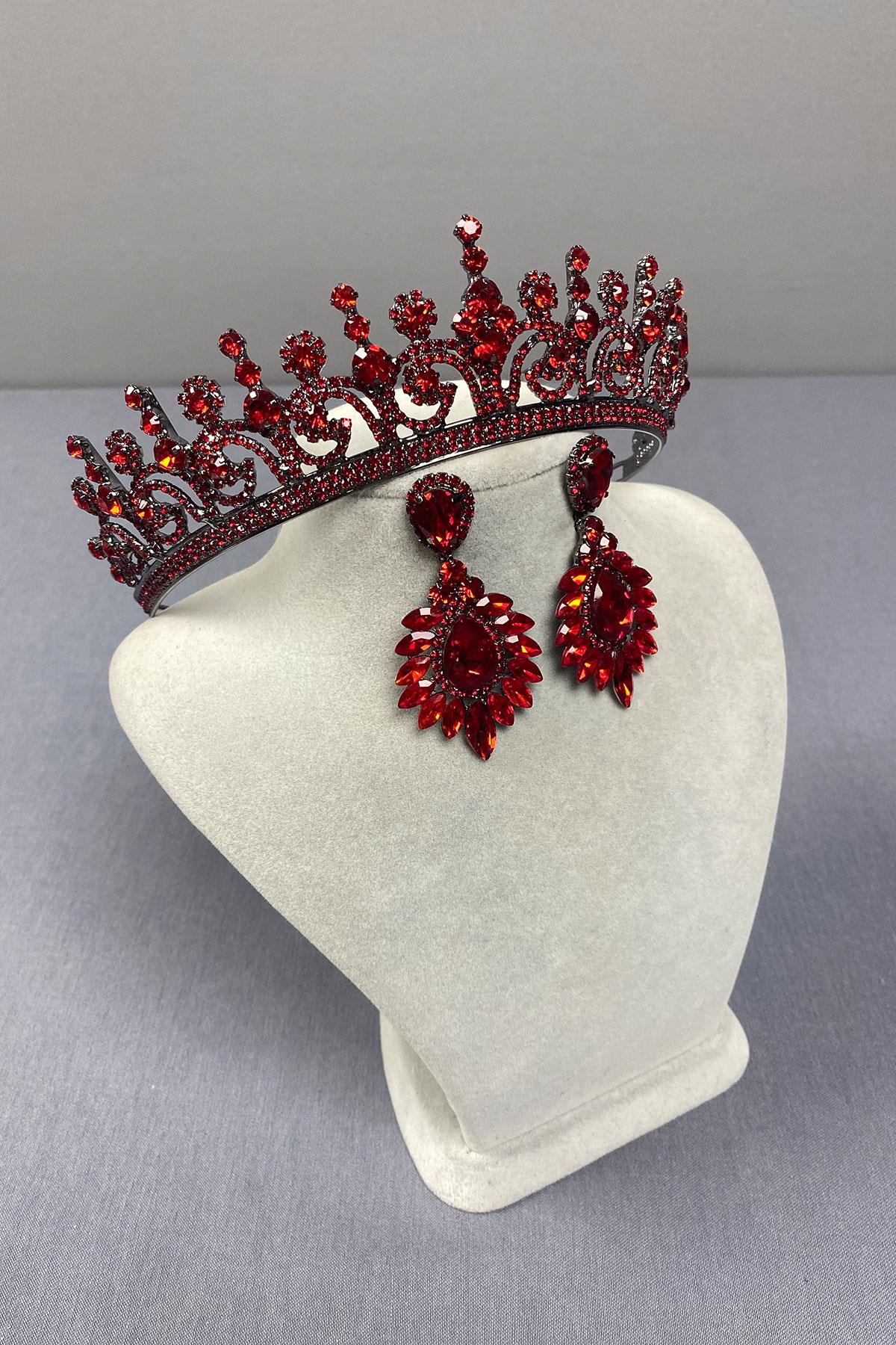 Hera Bridal Henna Crown and Shuttle Stone Earrings