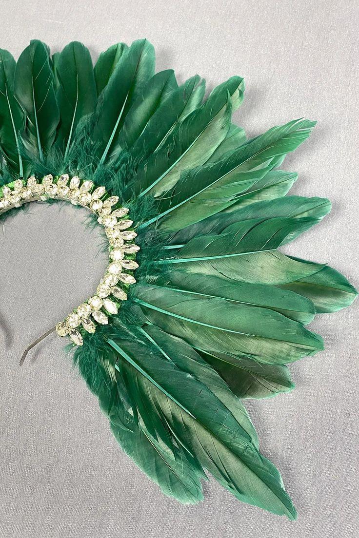 Hera Feathered and Stone Embellished Bridal Henna Tiara Accessory