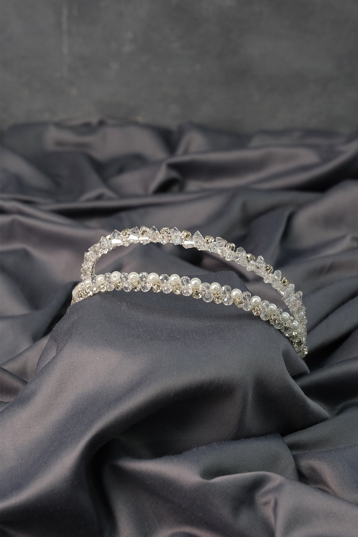 Special Design Double Row Bridal Crown With Pearls