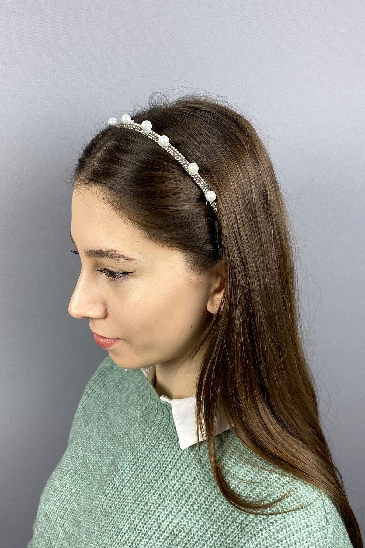 Pearl And Full Stone Design Hair Accessory