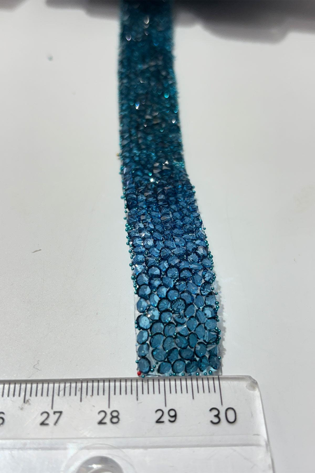 Indigo Blue Iron-On Strip Stone Beads 1.5 cm