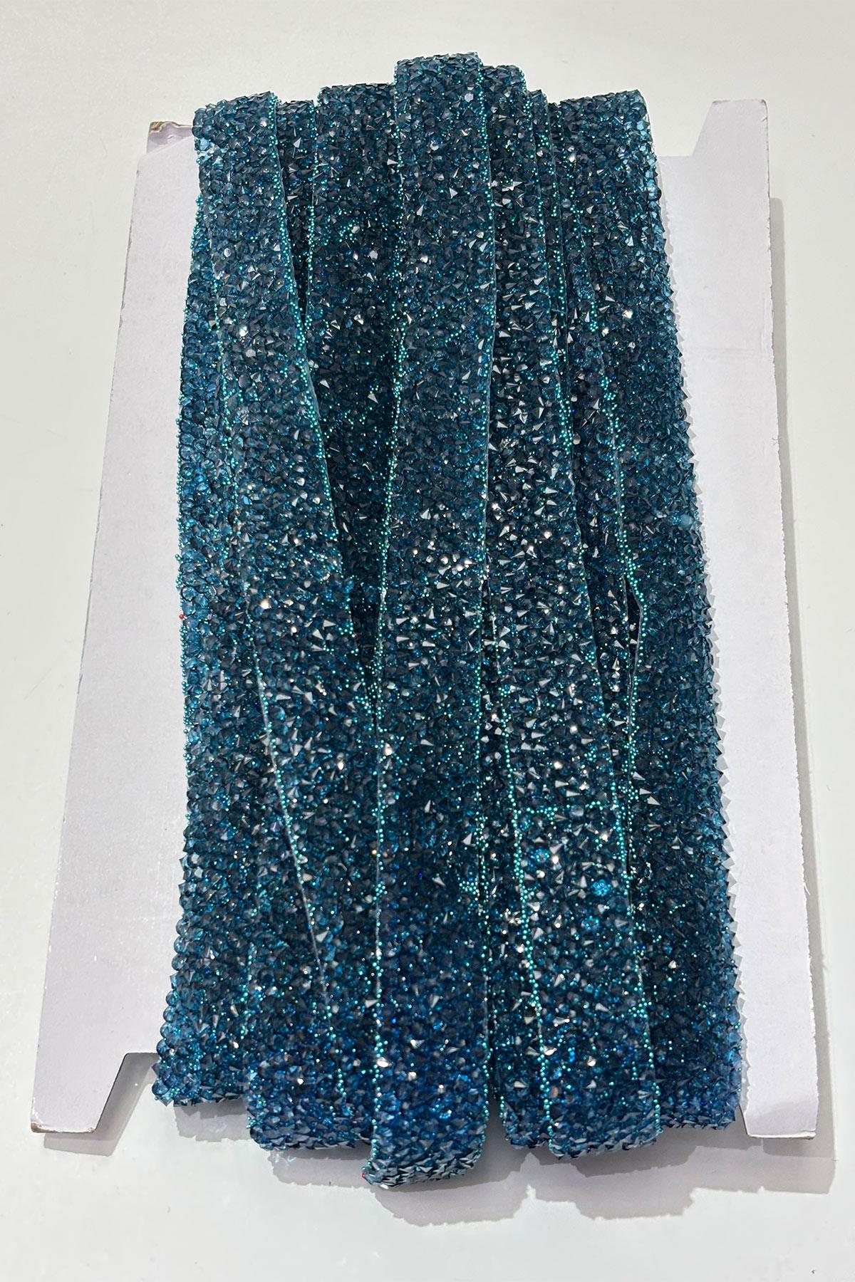 Indigo Blue Iron-On Strip Stone Beads 1.5 cm