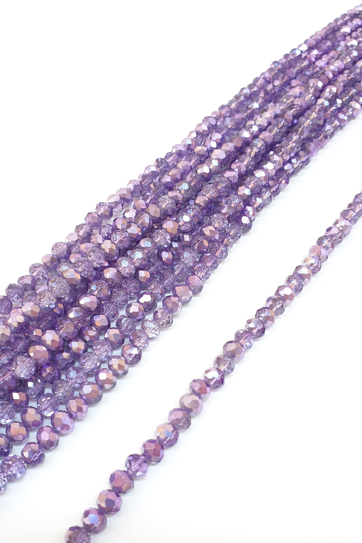 Janjanlı Açık Mor Kristal Boncuk 6 Mm