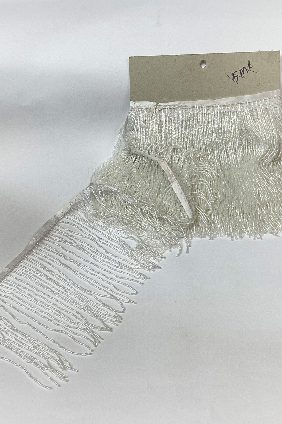 Janjanli White Beaded 15 cm Fringe Tassel