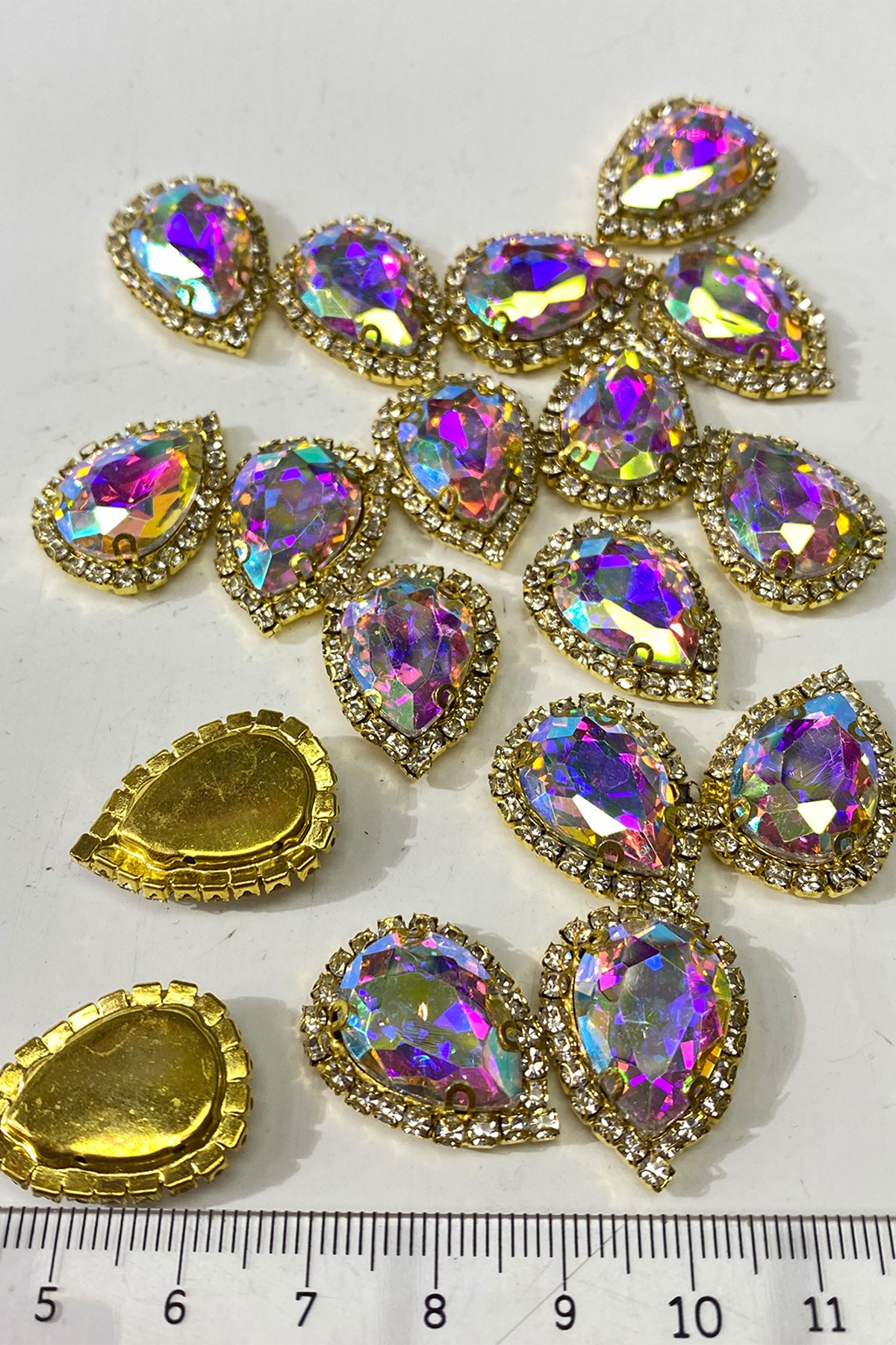 Janjanlı Gold Cased Drop Stud Stone 5 pcs