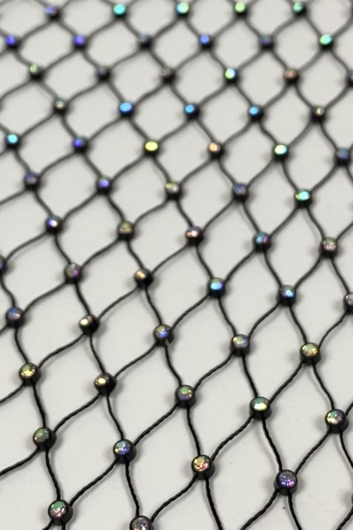 Janjanlı Likralı Esnek Taşlı File Şerit