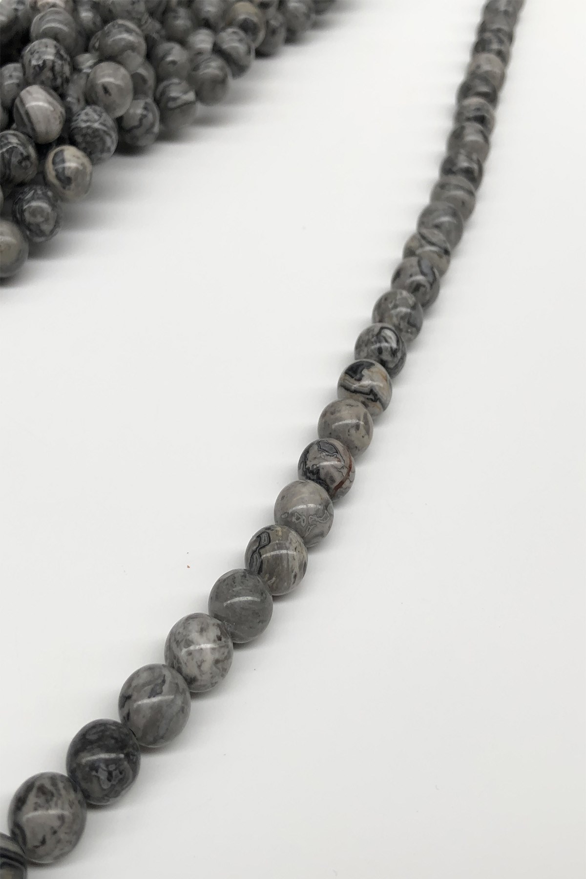 Jasper Gray Patterned Natural Stone Beads 8 mm