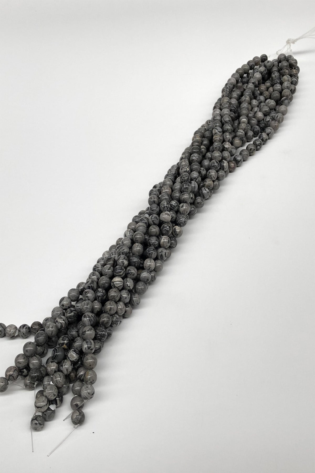 Jasper Gray Patterned Natural Stone Beads 8 mm