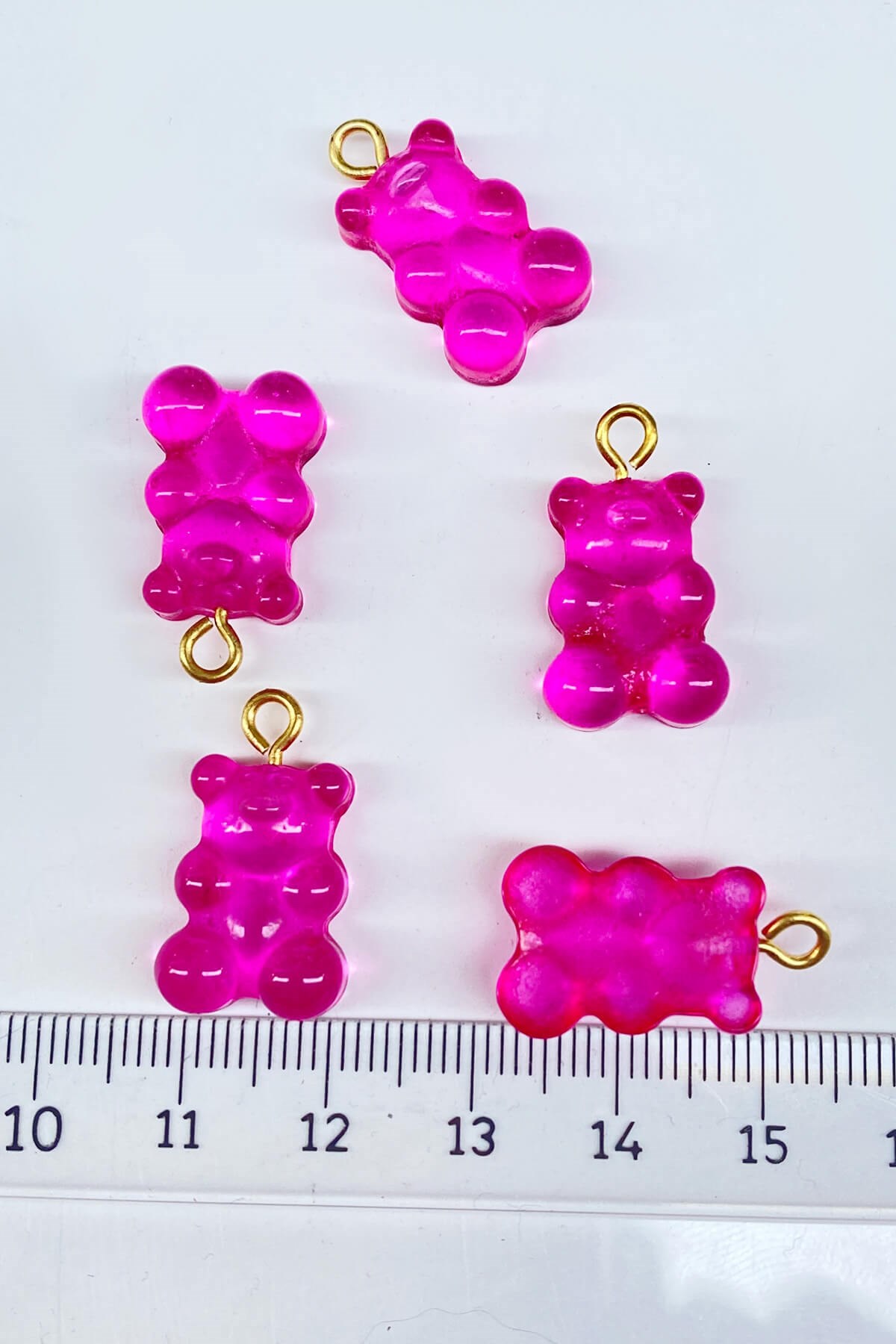 Jellybean Teddy Bear Plastic Necklace and Earring Tip Fuchsia 1 Pcs