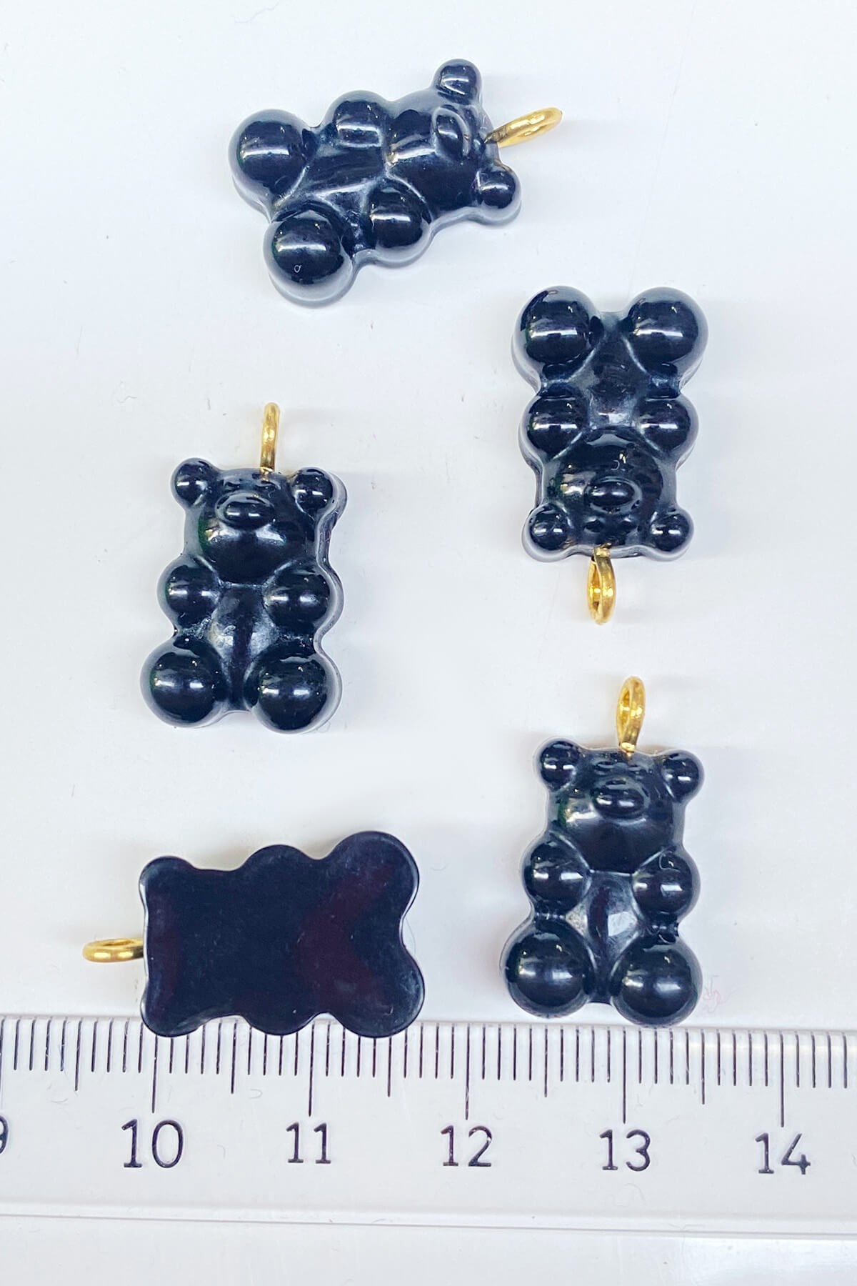 Jellybean Teddy Bear Plastic Necklace and Earring Tip Black 1 Pcs