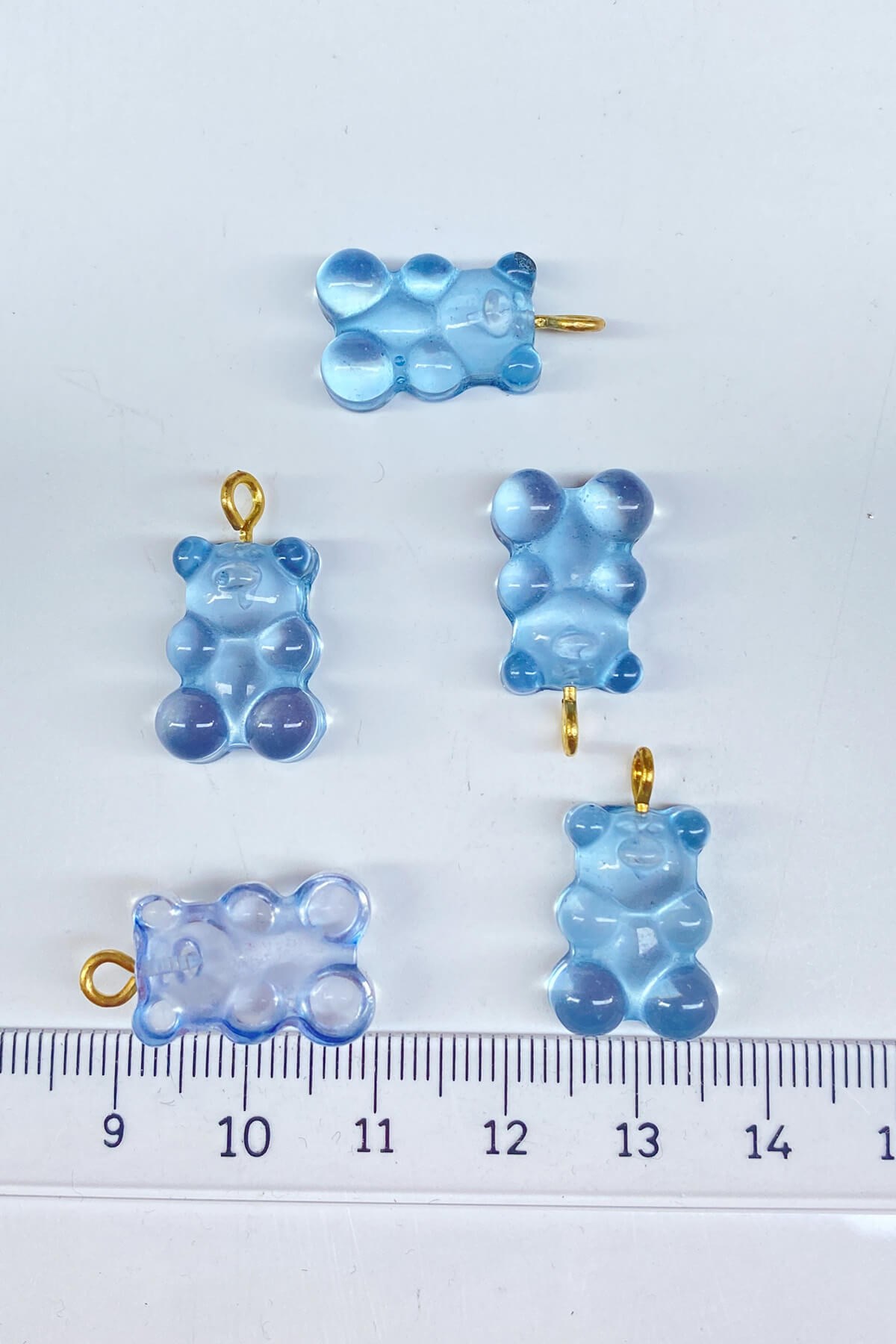 Jellybean Teddy Bear Plastic Necklace and Earring Tip Blue 1 Pcs