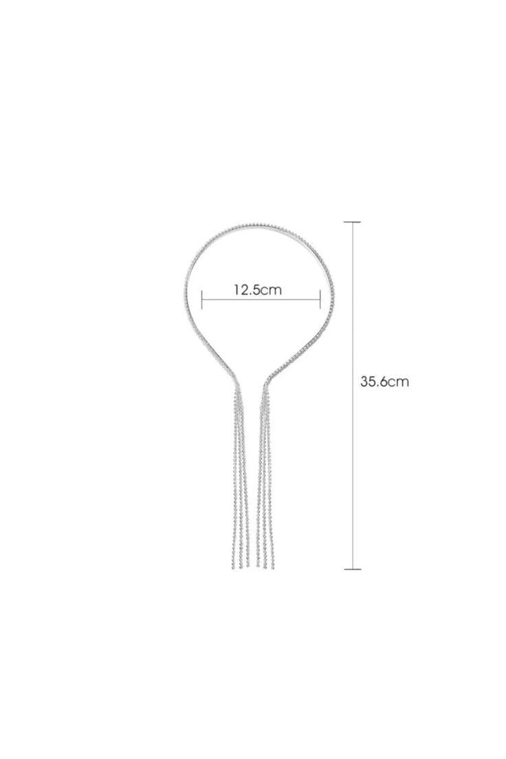 Kadın Uzun Kristal Taşlı Küpeli Taç 3 Sıralı Taş