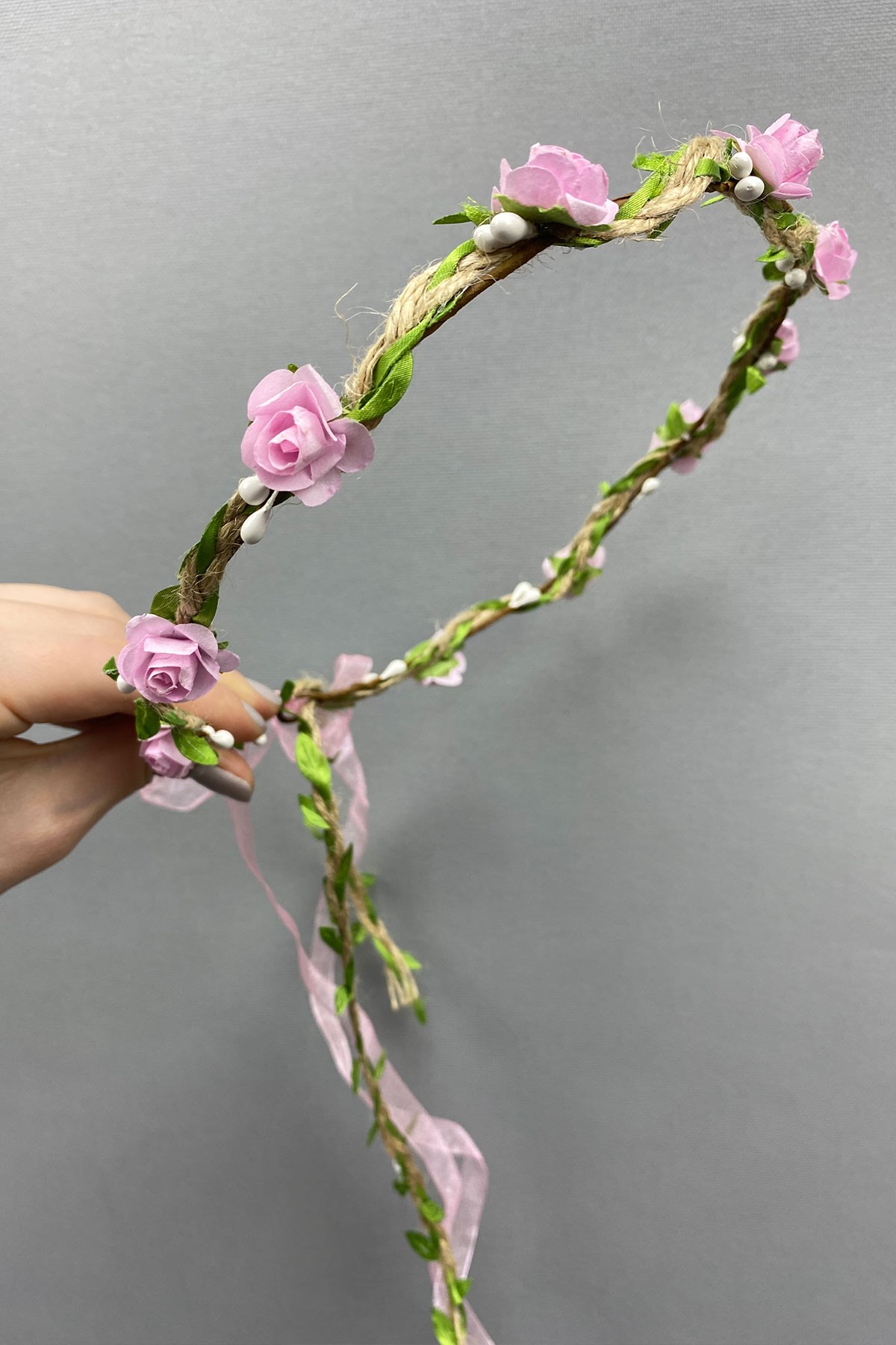 Kagıt Güllü Yapraklı Nedime Tacı ve Hediyelik Çocuk Tacı