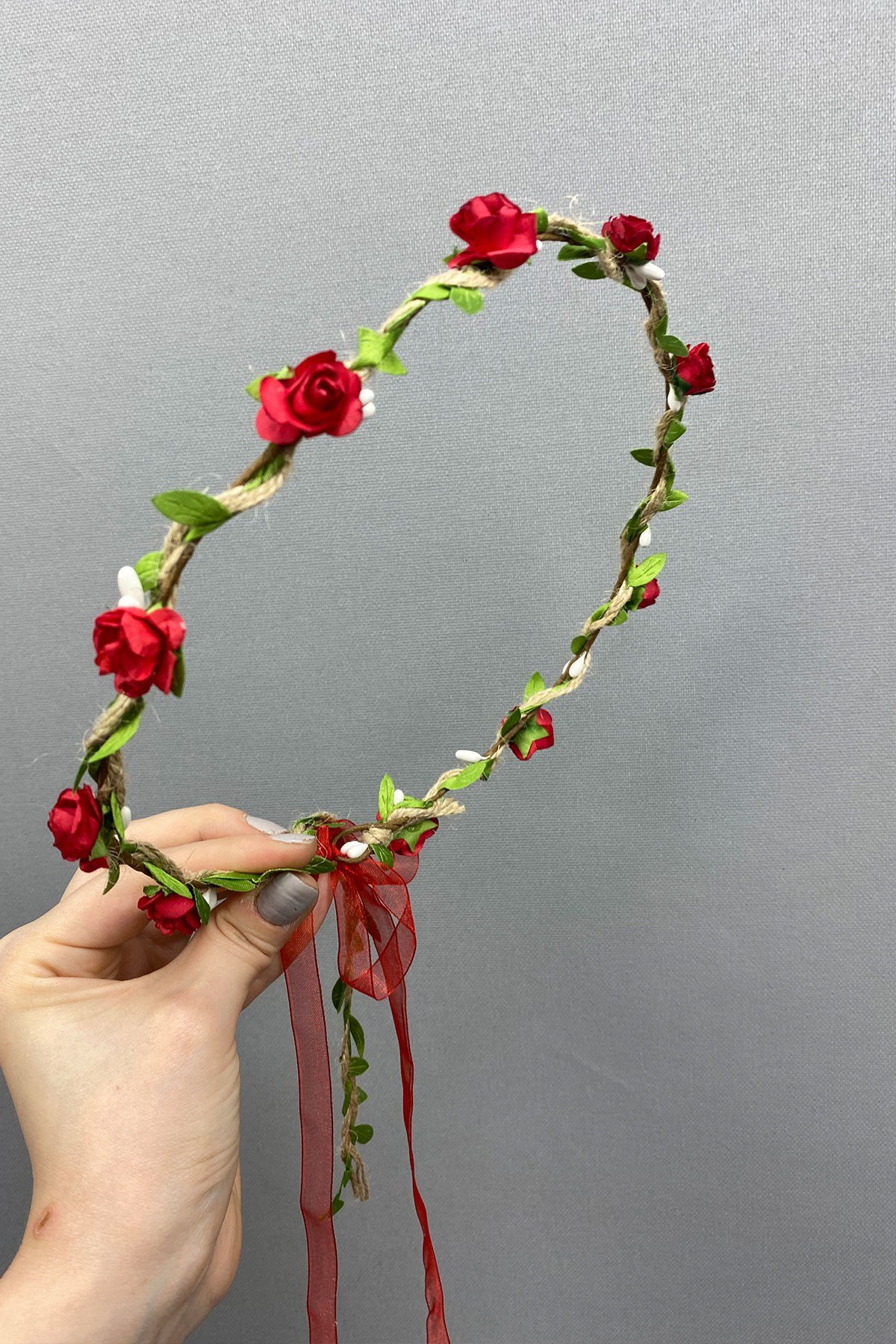 Kagıt Güllü Yapraklı Nedime Tacı ve Hediyelik Çocuk Tacı