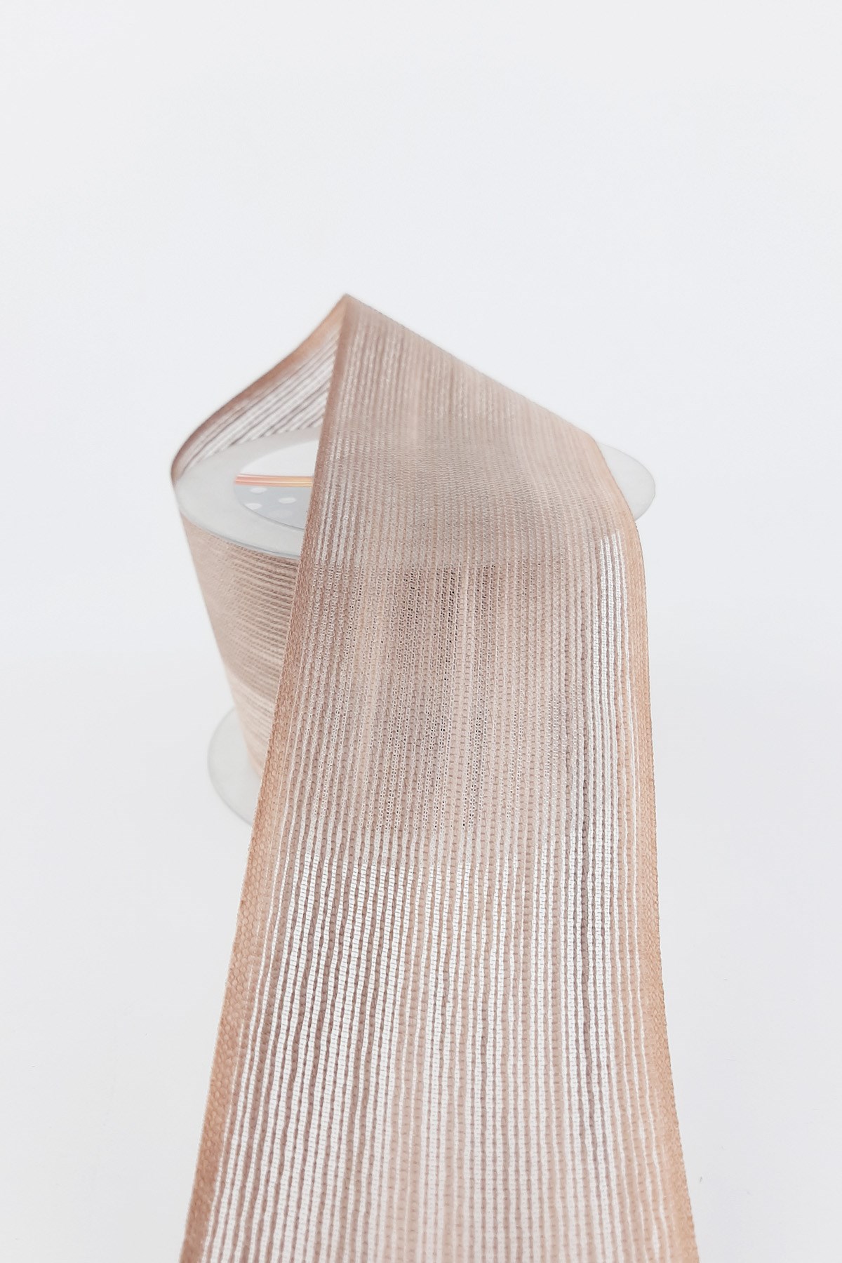 Coffee Linen Effect Ribbon 6 cm 10 mt