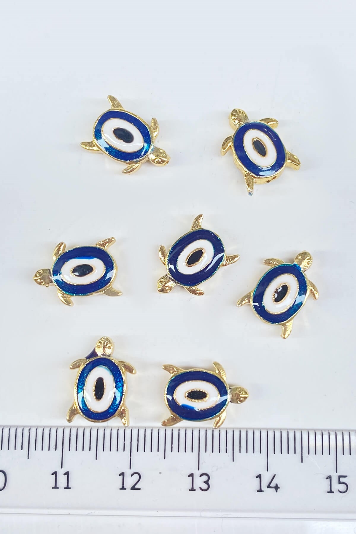 Turtle Evil Eye Glass Bead Pendant Blue 1 Pcs