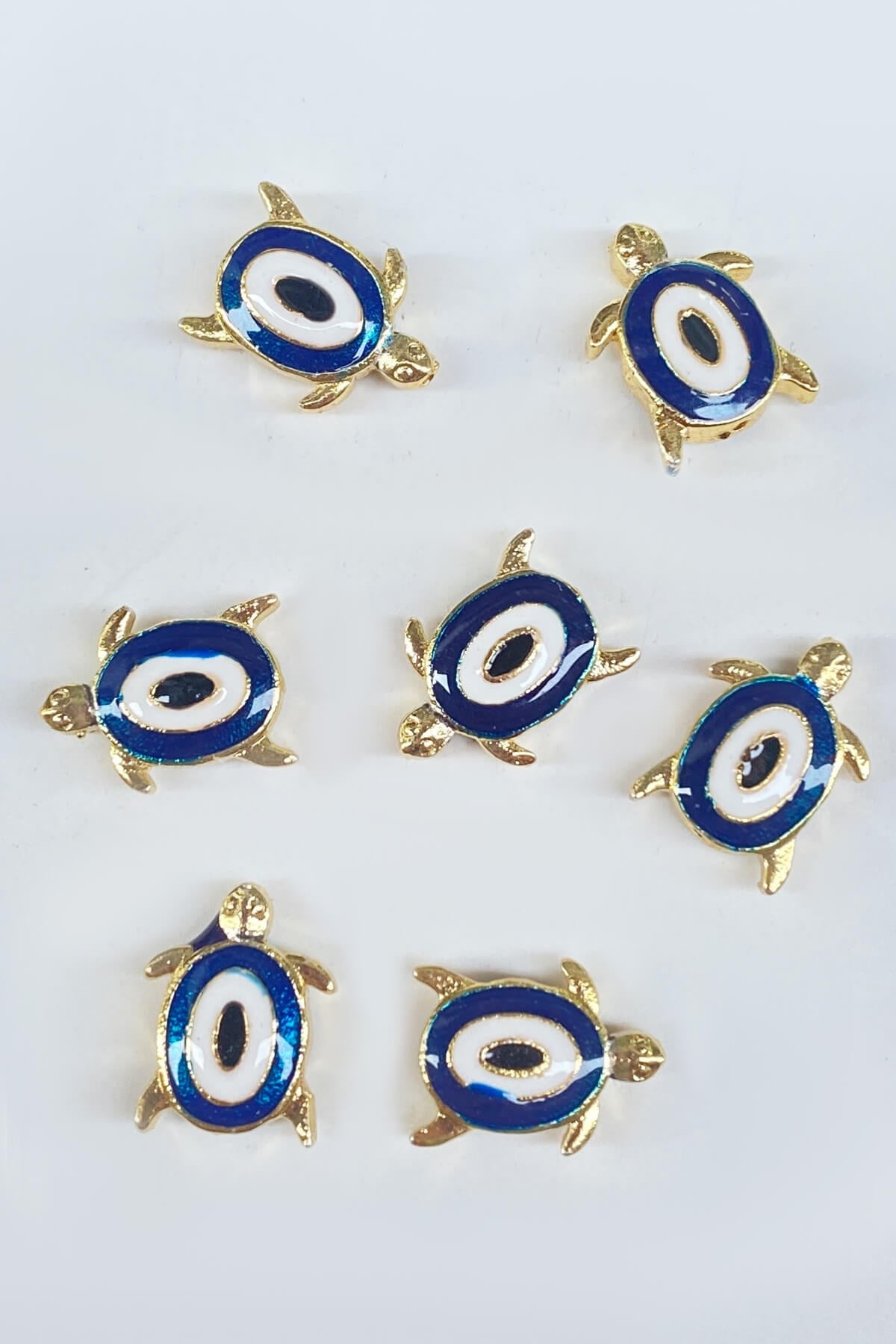 Turtle Evil Eye Glass Bead Pendant Blue 1 Pcs