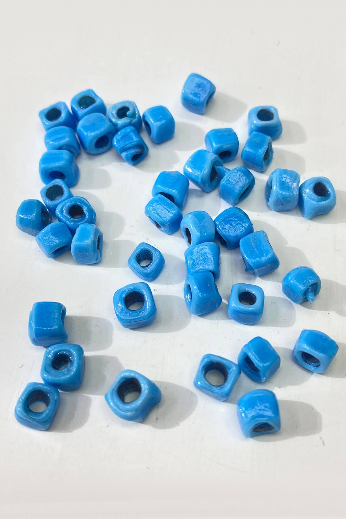 Kare Cam Boncuk Kolye ve Bileklik Ucu 5 Adet Mavi