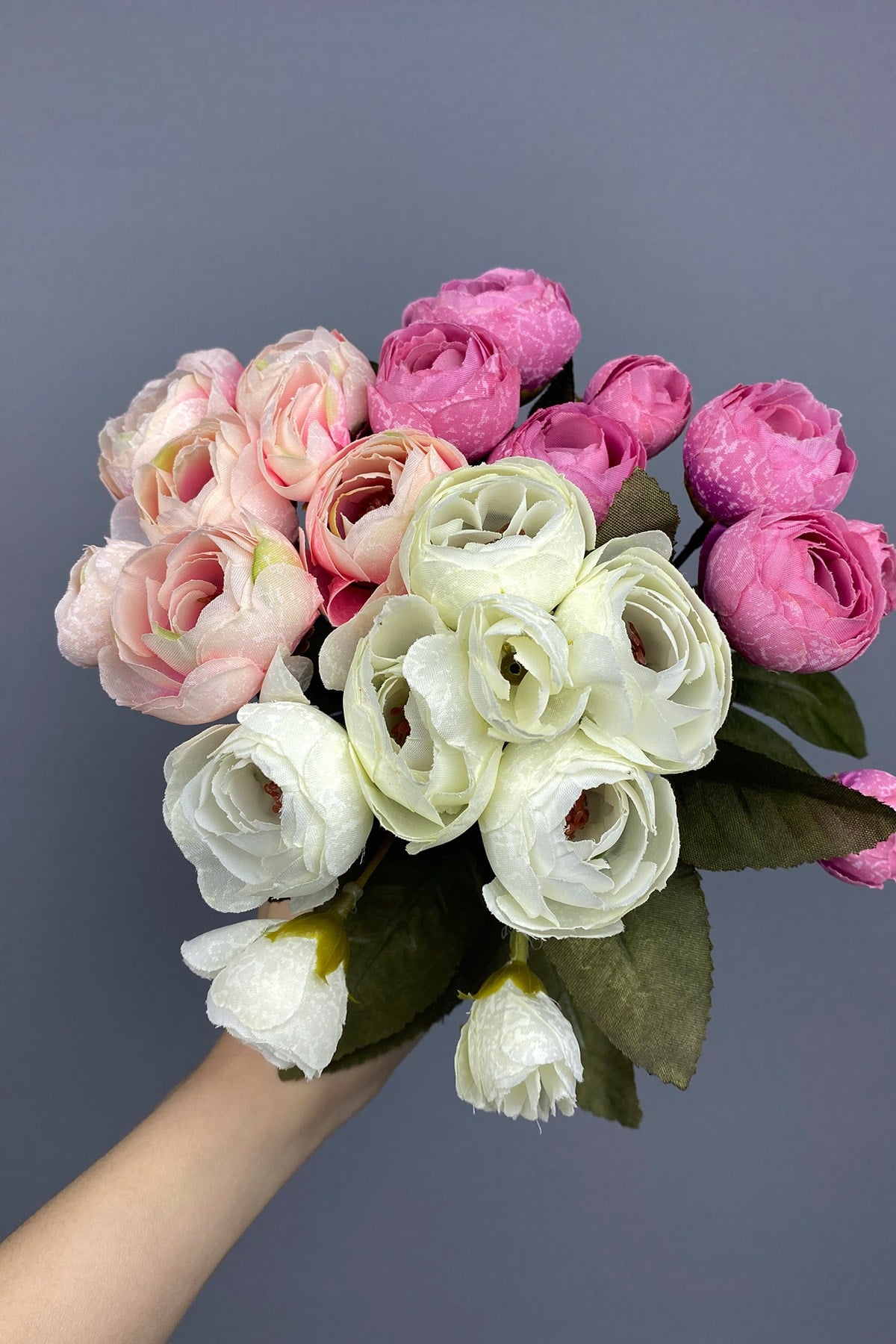 Mixed Peony Artificial Bud Rose Flower Bundle 3 Pcs