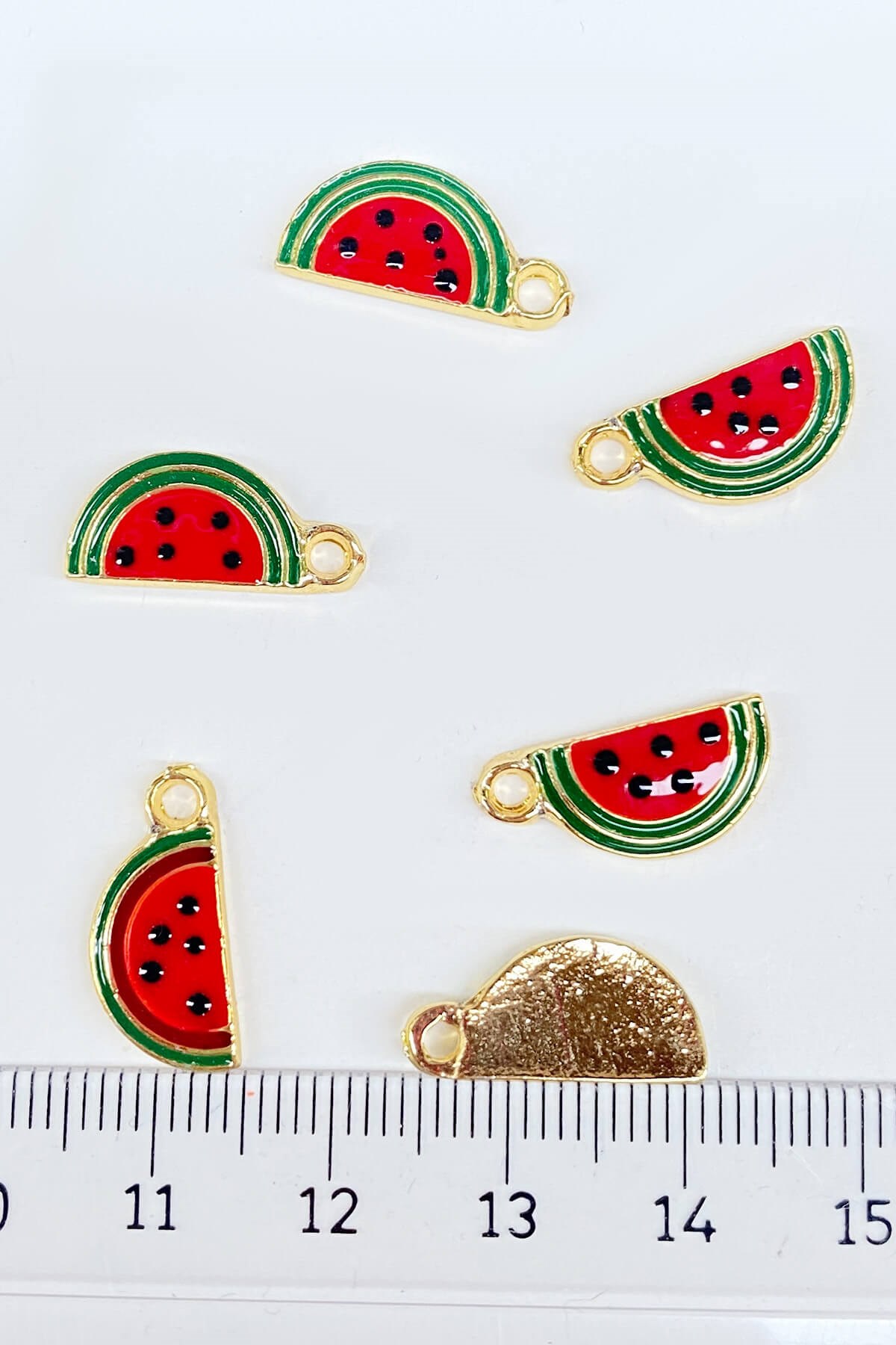Watermelon Patterned Metal Pendant Red 1 Pcs