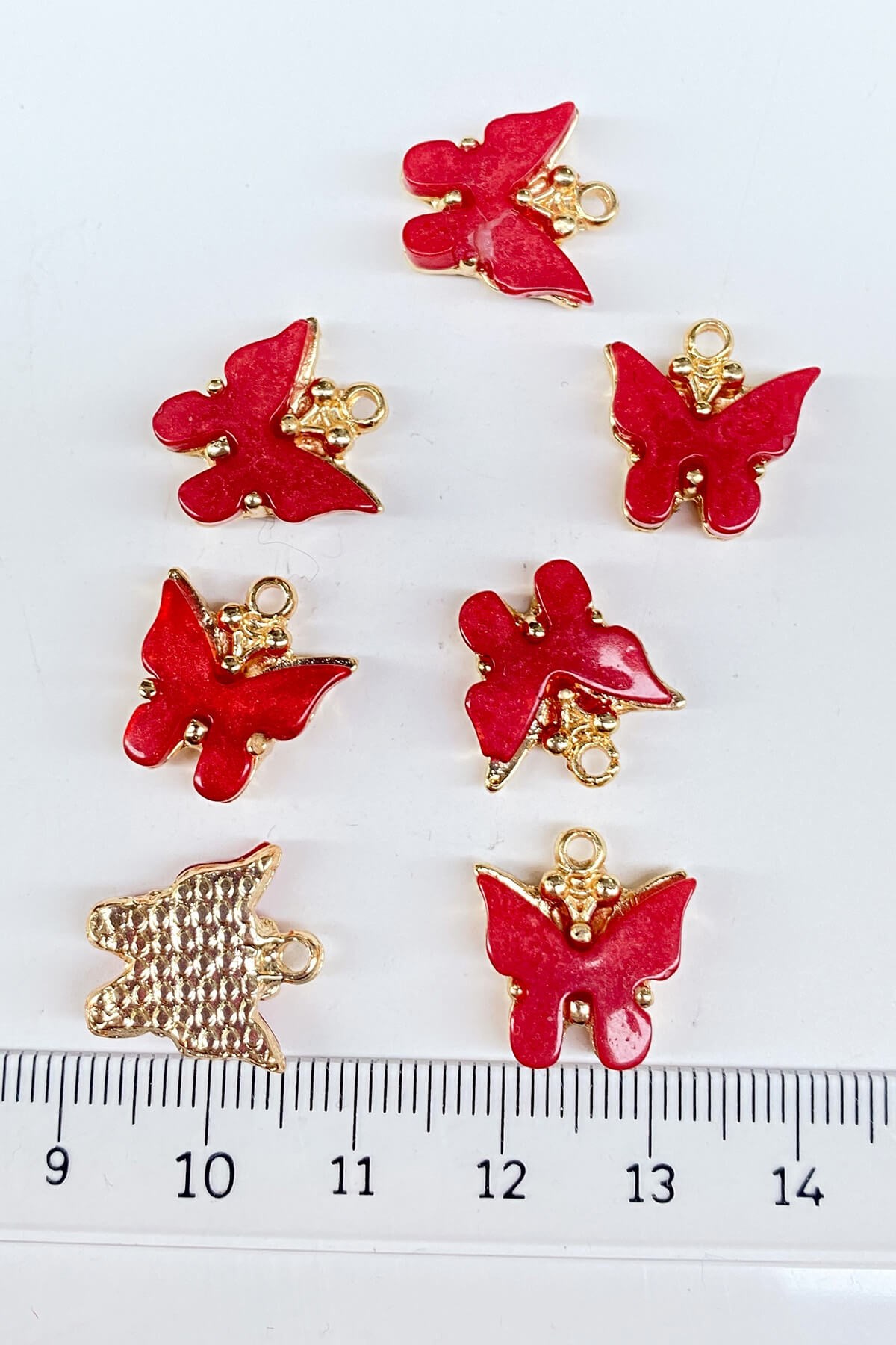 Butterfly Motif Necklace and Earring Tip Red 1 Pcs