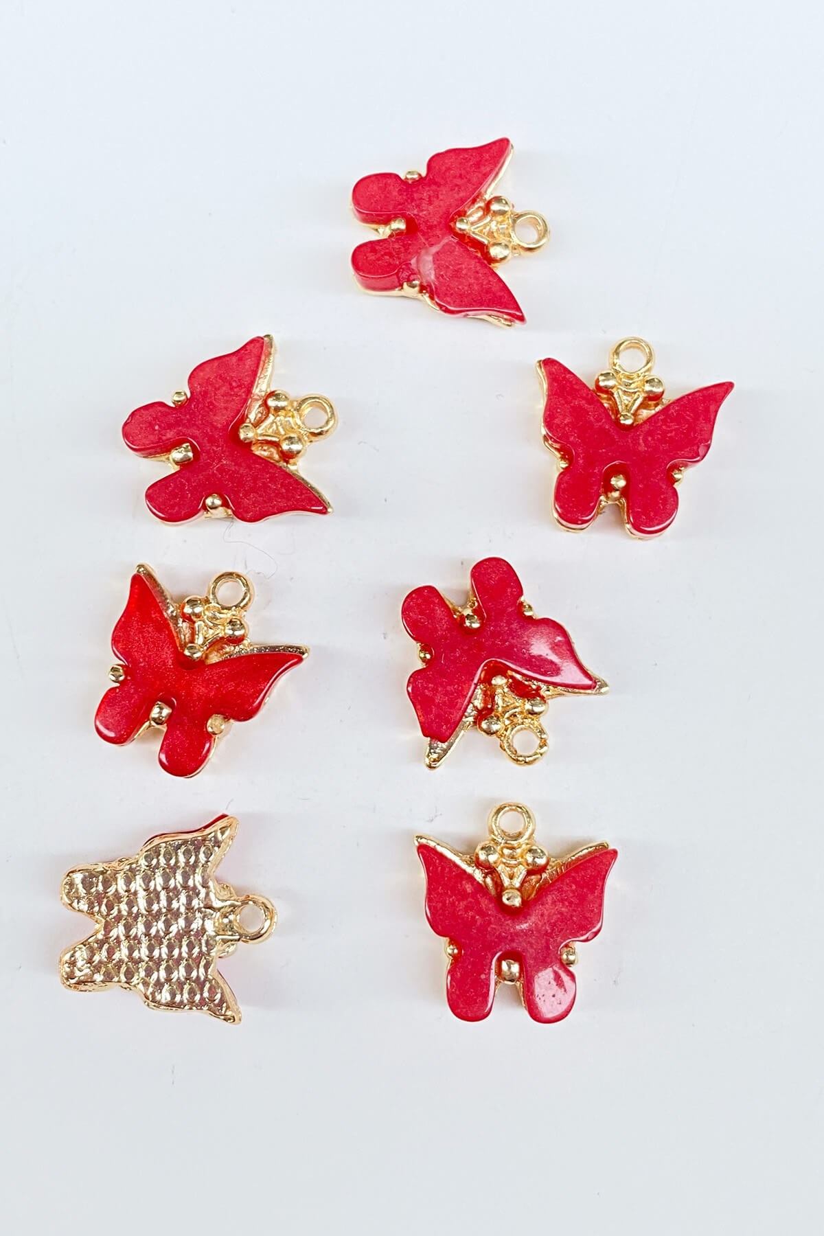 Butterfly Motif Necklace and Earring Tip Red 1 Pcs