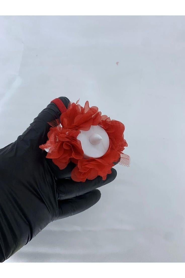 Kına Geceleri Için 12 Adet Kına Mumu Kırmızı Lazer Kesimli Ledli (EL MUMU)