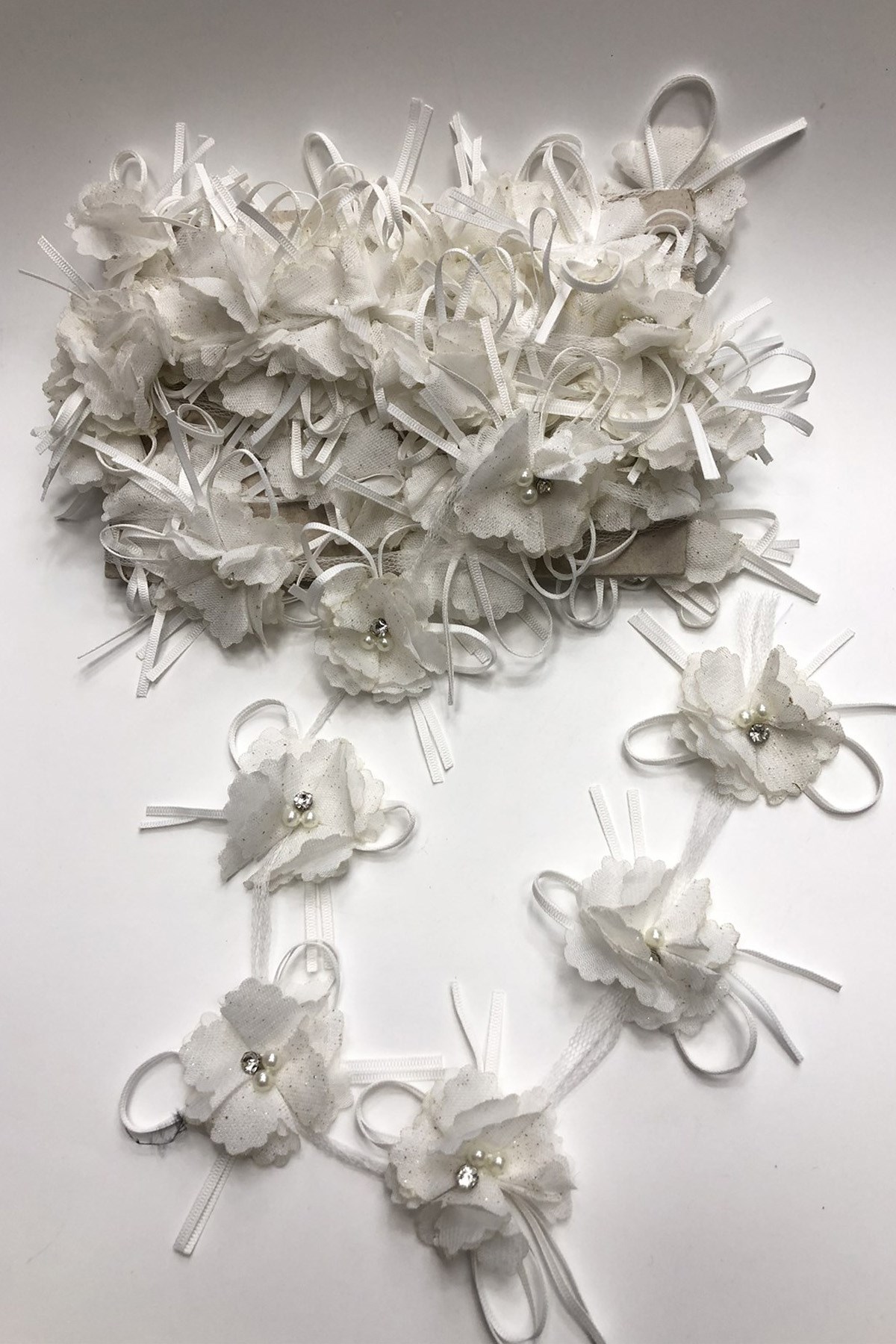Off White 3D Stone Bow Ribbon