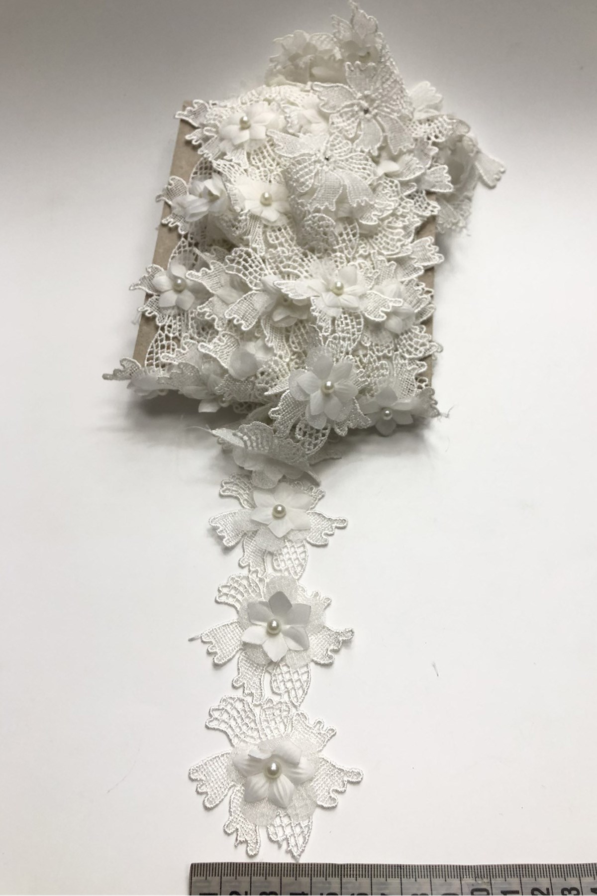 Off White 3D Floral Pattern Ribbon