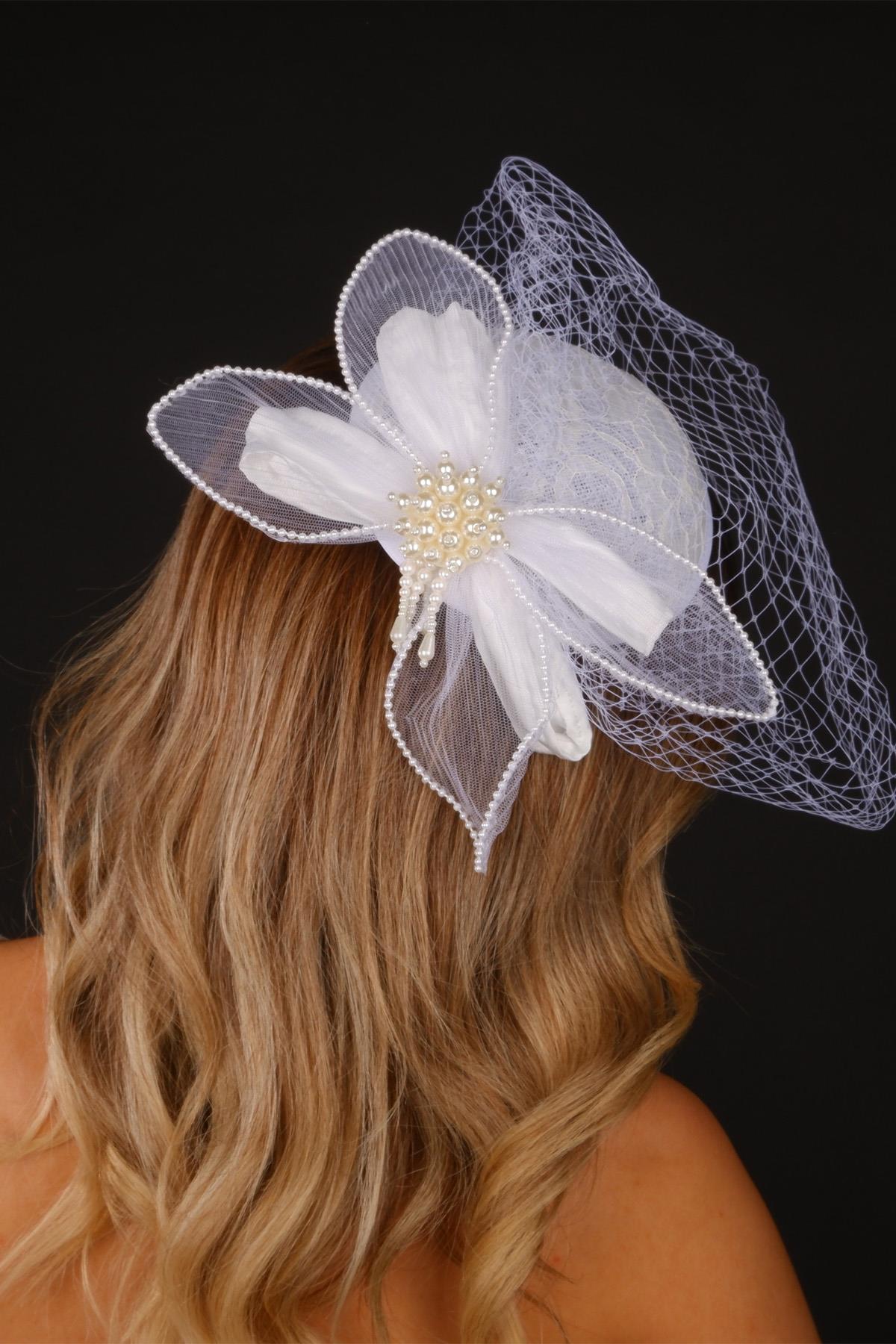 Off-White Voilet Wedding Hat Dilda Bridal Accessory